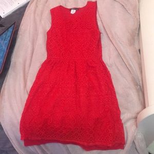 Juniors red lace dress
